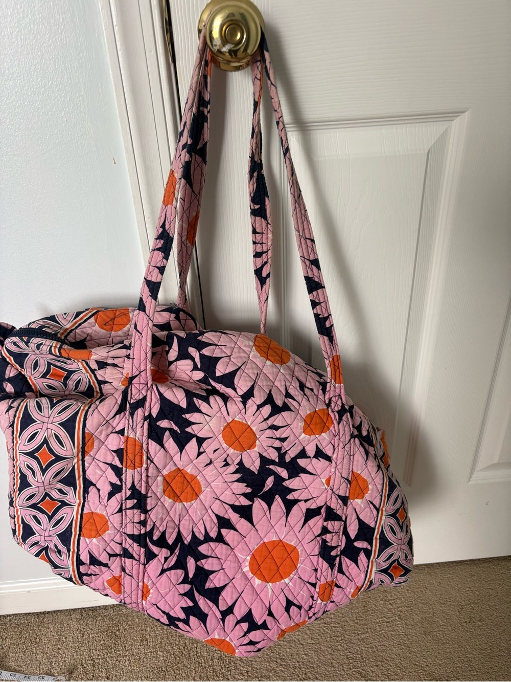 Vera Bradley RETIRED "Loves Me" Print Quilted Weekender Duffle Bag